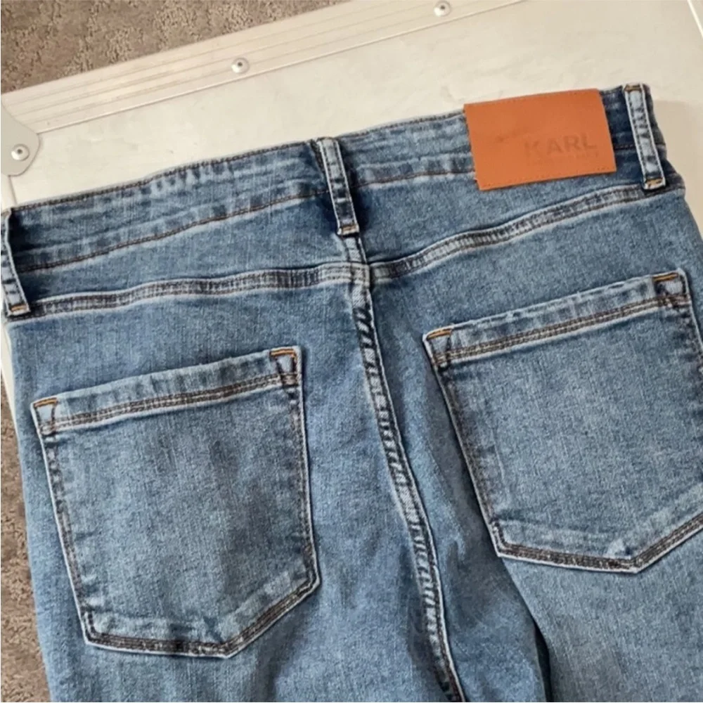 Karl Lagerfeld Blue Denim Jeans with Button Detail - Picture 5 of 6